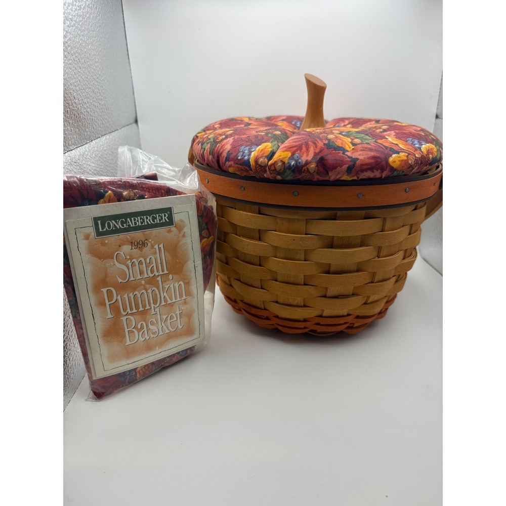 Longaberger 1996 Small Pumpkin Basket Fall Foliage Liner & Protector Set 26034
